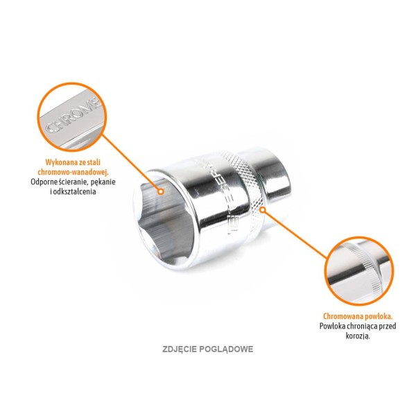 Klucz nasadowy 3/4" sześciokątny 27 mm, CR-V KNS506 | Exvi