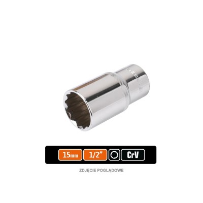 Klucz nasadowy 1/2" dwunastokątny długi 15 KND208 | Exvi