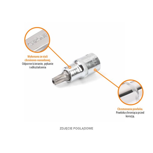 Klucz nasadowy 1/2" z bitem TORX T60x55 mm KNT309 | Exvi