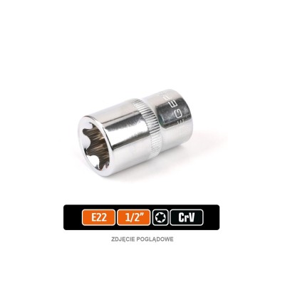 Klucz nasadowy 1/2" TORX E22, CR-V, Teger KNT508 | Exvi
