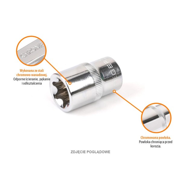 Klucz nasadowy 1/2" TORX E22, CR-V, Teger KNT508 | Exvi
