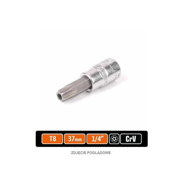 Klucz nasadowy 1/4" z bitem TORX T8x37 mm KNT701 | Exvi
