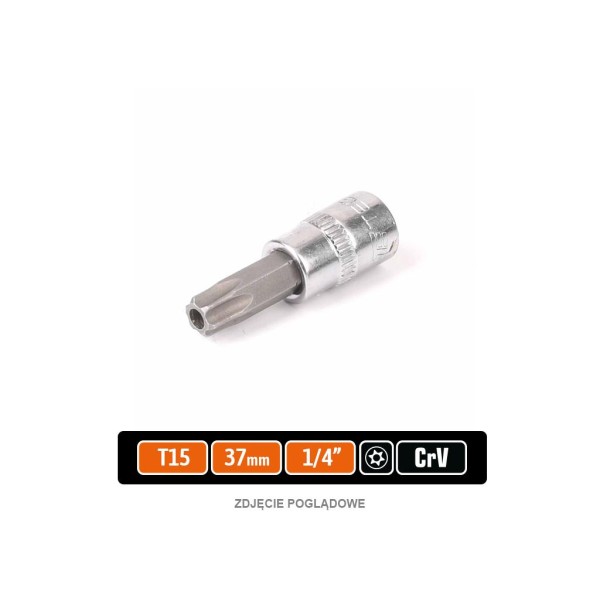 Klucz nasadowy 1/4" z bitem TORX T15x37 mm KNT704 | Exvi