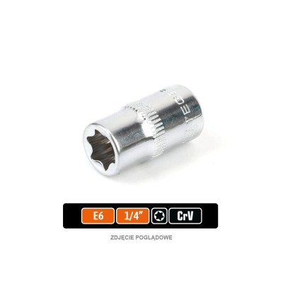 Klucz nasadowy 1/4" TORX E6, CR-V, Teger KNT803 | Exvi