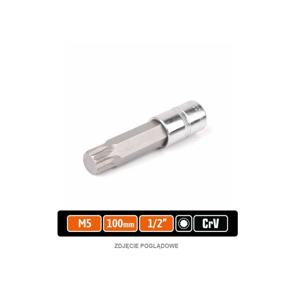 Klucz nasadowy 1/2" z bitem SPLINE M5x100 KNSP201 | Exvi