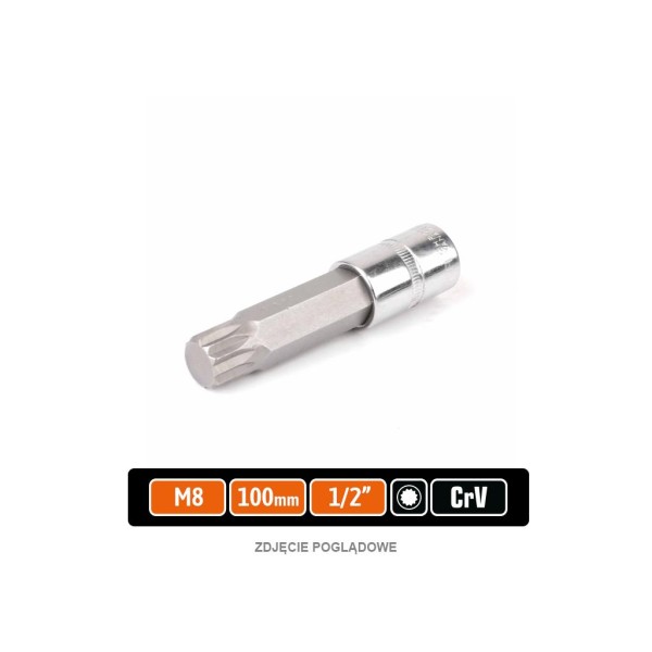 Klucz nasadowy 1/2" z bitem SPLINE M8x100 KNSP203 | Exvi