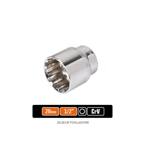 Klucz nasadowy 1/2" SPLINE 20 mm, CR-V, Teger KNSP313 | Exvi