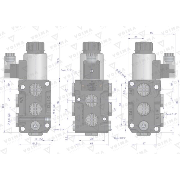 Dzielnik. zawór. elektrozawór V-DVS-50L-1/2 | Exvi