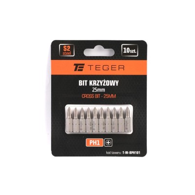 Bit krzyżowy PH 1x25 mm, (10 szt), S2, Teger BPH101 | Exvi