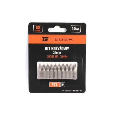 Bit krzyżowy PZ 1x25 mm, (10 szt), S2, Teger BPZ101 | Exvi