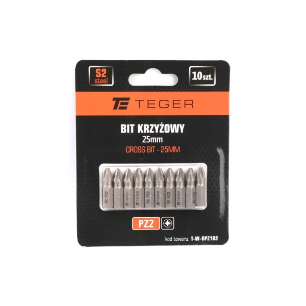Bit krzyżowy PZ 2x25 mm, (10 szt), S2, Teger BPZ102 | Exvi