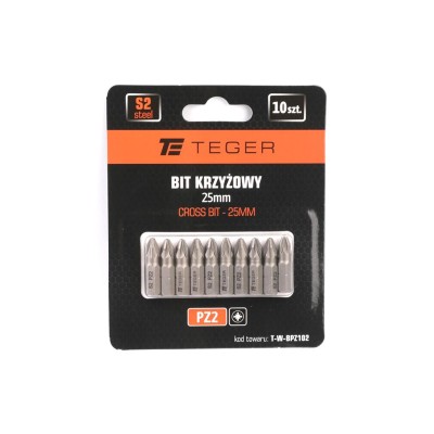 Bit krzyżowy PZ 2x25 mm, (10 szt), S2, Teger BPZ102 | Exvi