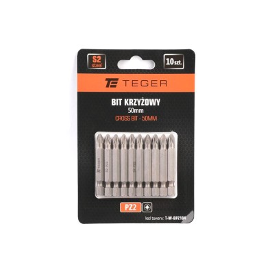 Bit krzyżowy PZ 2x50 mm, (10 szt), S2, Teger BPZ104 | Exvi