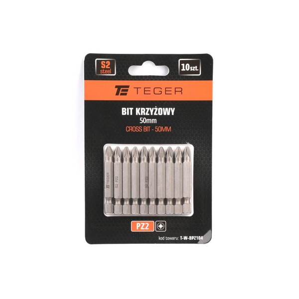 Bit krzyżowy PZ 2x50 mm, (10 szt), S2, Teger BPZ104 | Exvi