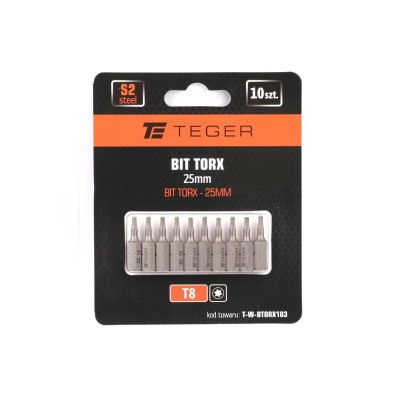Bit TORX T8x25 mm, (10 szt), S2, Teger BTORX103 | Exvi