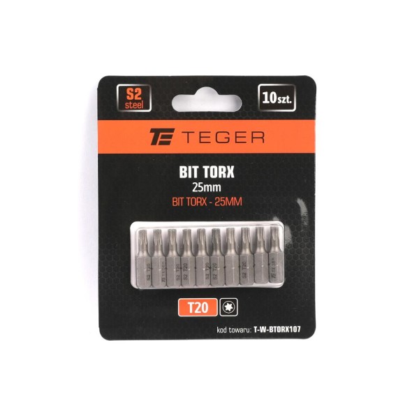 Bit TORX T20x25 mm, (10 szt), S2, Teger BTORX107 | Exvi