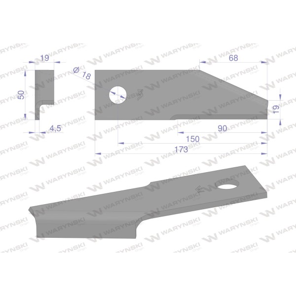 Nóż obrotowy rozdrabniacz słomy WRR173X50X4.5P | Exvi