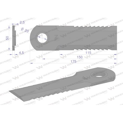 Nóż obrotowy sieczkarnia 175x50x4.5mm WRR175X50X4.5C | Exvi