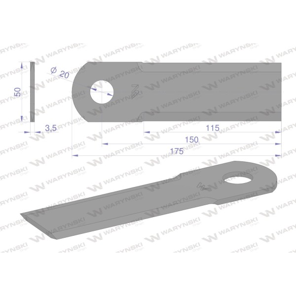 Nóż obrotowy rozdrabniacz słomy WRR175X50X3.5 | Exvi