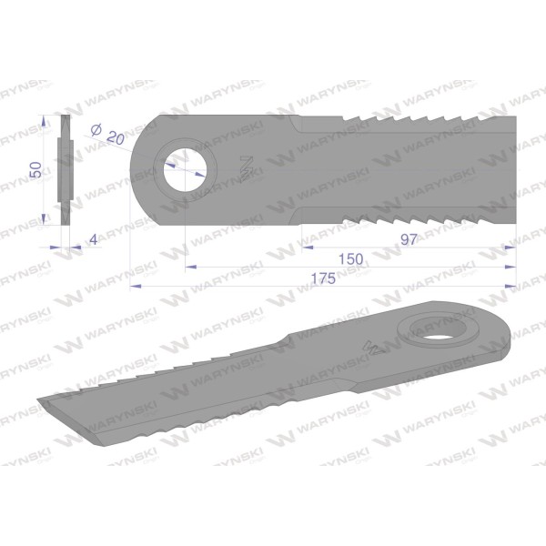 Nóż obrotowy rozdrabniacz słomy WRR175X50X4T | Exvi