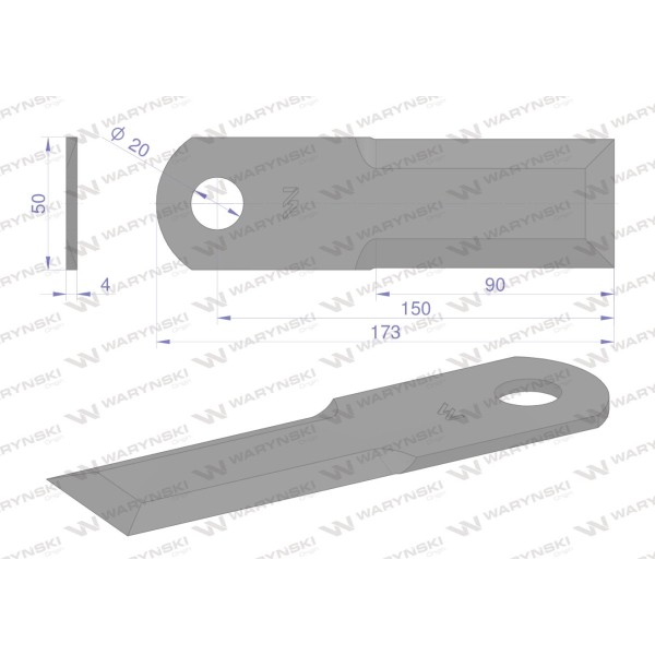 Nóż obrotowy rozdrabniacz słomy WRR173X50X4G | Exvi