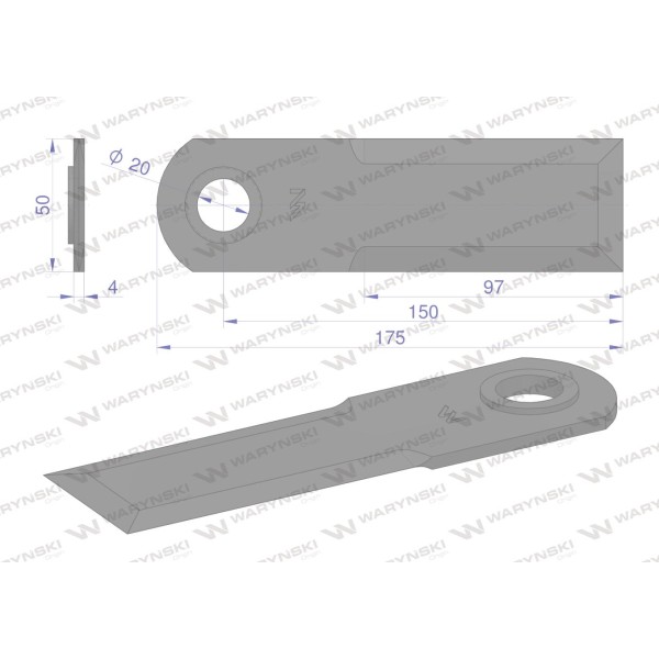 Nóż obrotowy rozdrabniacz słomy WRR175X50X4N | Exvi
