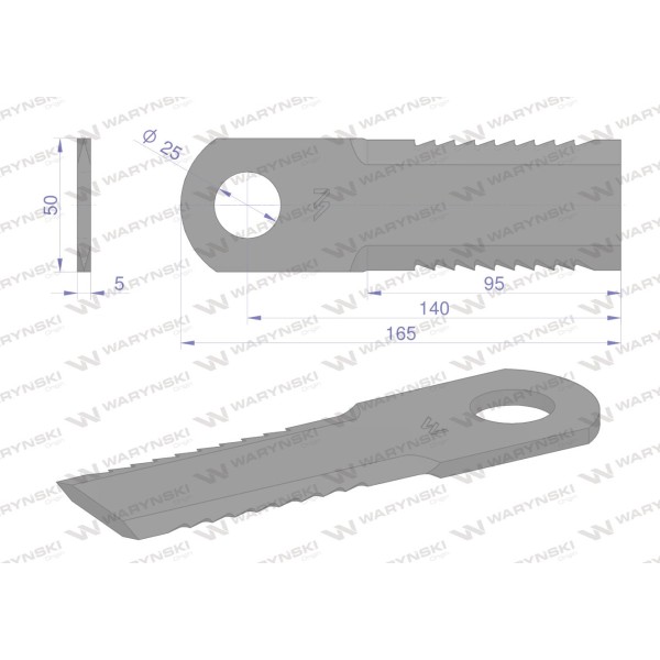 Nóż obrotowy rozdrabniacz słomy WRR165X50X5U | Exvi