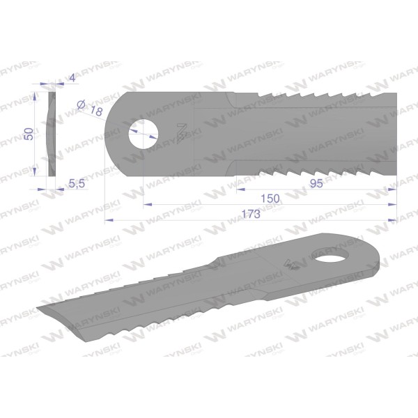 Nóż obrotowy rozdrabniacz słomy WRR173X50X4NH | Exvi