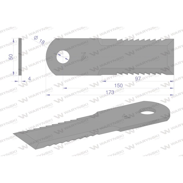 Nóż obrotowy rozdrabniacz słomy WRR173X50X4L | Exvi