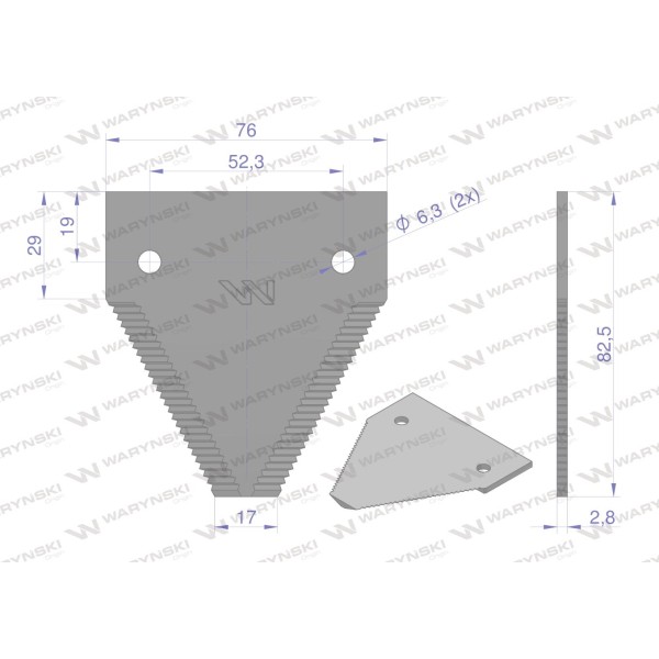 Nóż żniwny 82x76x2.8mm otwór 6.3 WKZ82X76X2.8L | Exvi