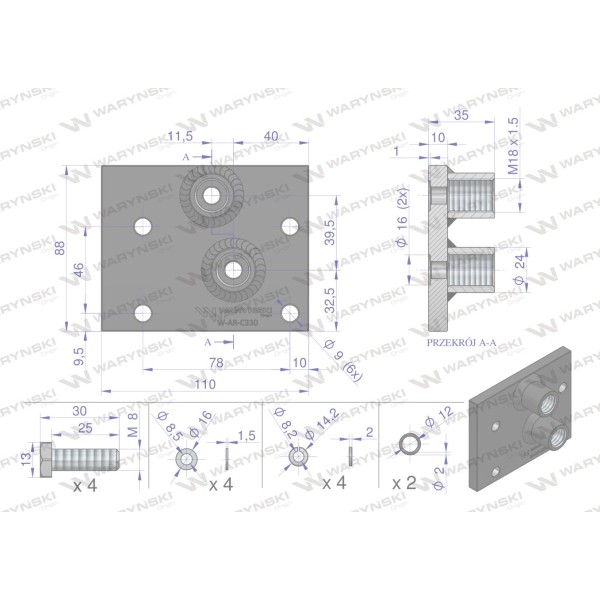 Adapter zewnętrznego rozdzielacza w ciągniku AR-C330 | Exvi