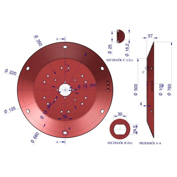 Talerz roboczy Kosiarka rotacyjna 1.65 RF-5036010370 | Exvi