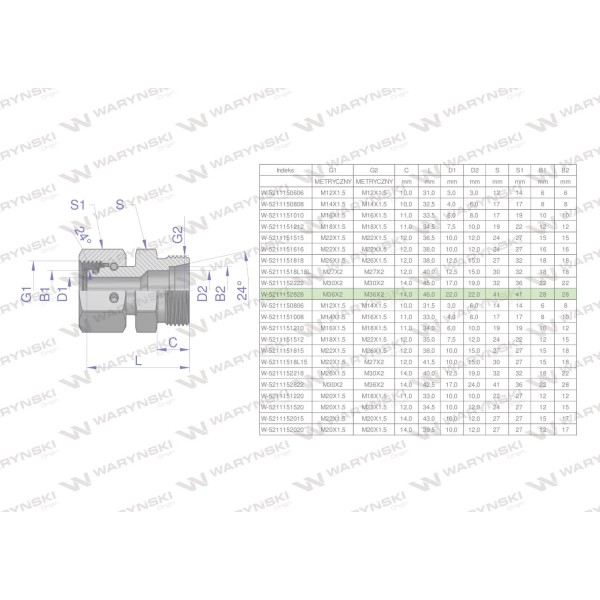 Złączka hydrauliczna metryczna AB (XKOR) 5211152828 | Exvi