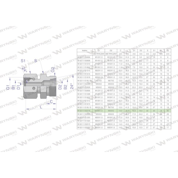 Złączka hydrauliczna metryczna AB (XKOR) 5211152218 | Exvi
