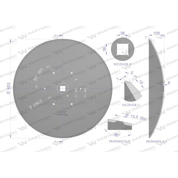 Talerz gładki fi 660 mocowanie 6 / 234 mm 5660676 | Exvi