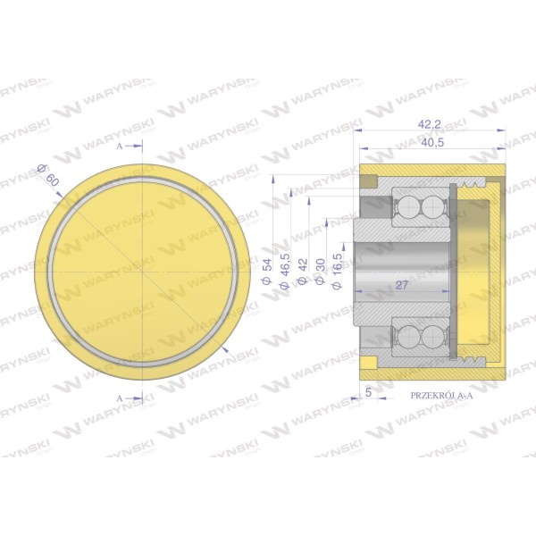 Rolka podporowa PU 60x40x16.5 zastosowanie 641021 | Exvi