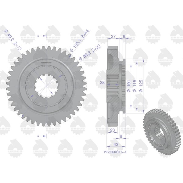 Koło przesuwne reduktora C-360 ORYGINAŁ 50/41-949/0 | Exvi