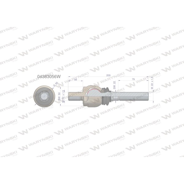 Przegub kierowniczy 209mm- M22x1,5 04/38-305/6 | Exvi