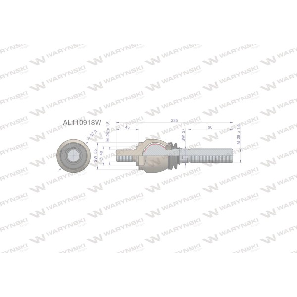 Przegub kierowniczy 235mm- M24x1,5 M28x1,5 AL110918W | Exvi