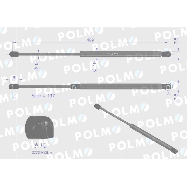 Siłownik drzwi Case 3301488M9 POLMO 3301488M9P | Exvi