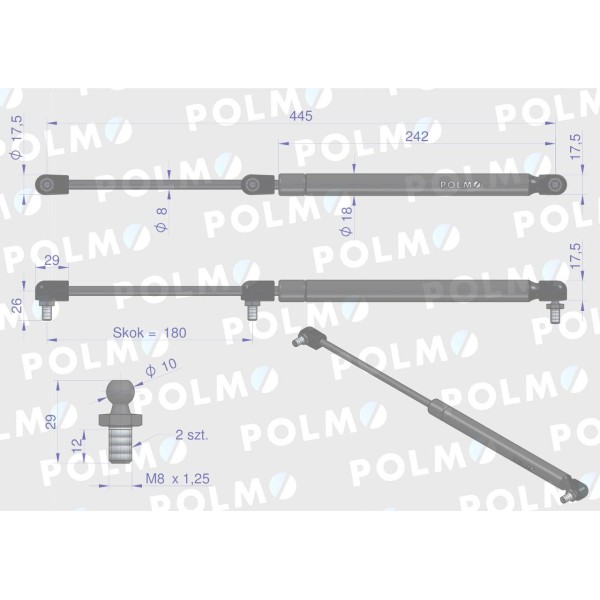 Siłownik podnoszenia maski New Holland 5177277P | Exvi