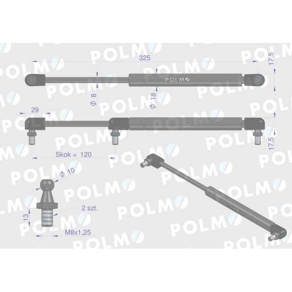 Siłownik podnoszenia maski New Holland 82/01-939/2 | Exvi