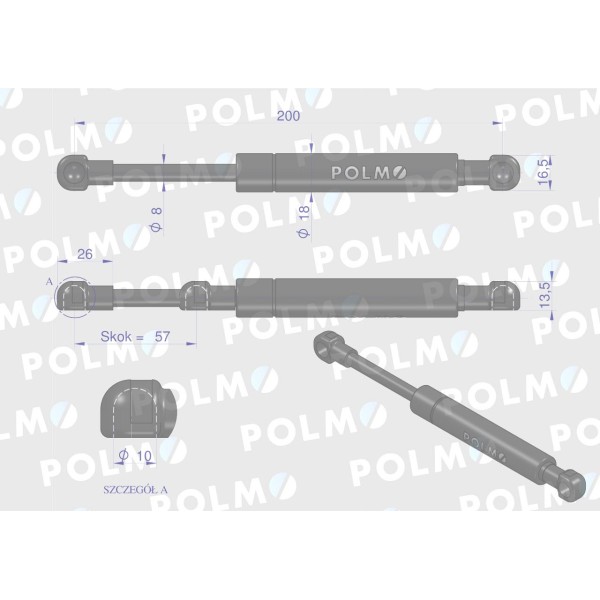 Siłownik drzwi New Holland 44910471 POLMO 44/91-047/1 | Exvi