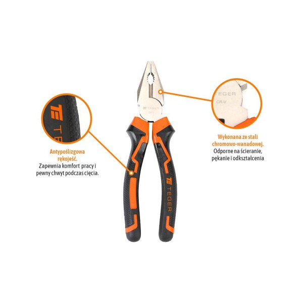 Szczypce uniwersalne 180 mm / TEGER SZU002 | Exvi
