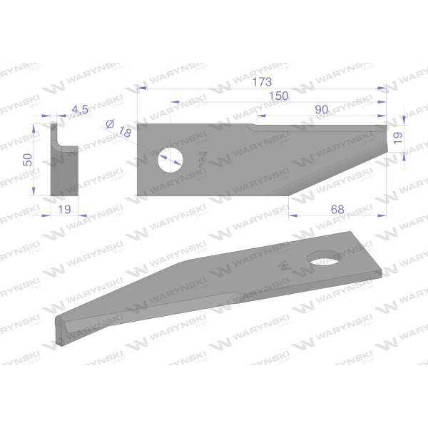 Nóż obrotowy rozdrabniacz słomy WRR173X50X4.5L | Exvi