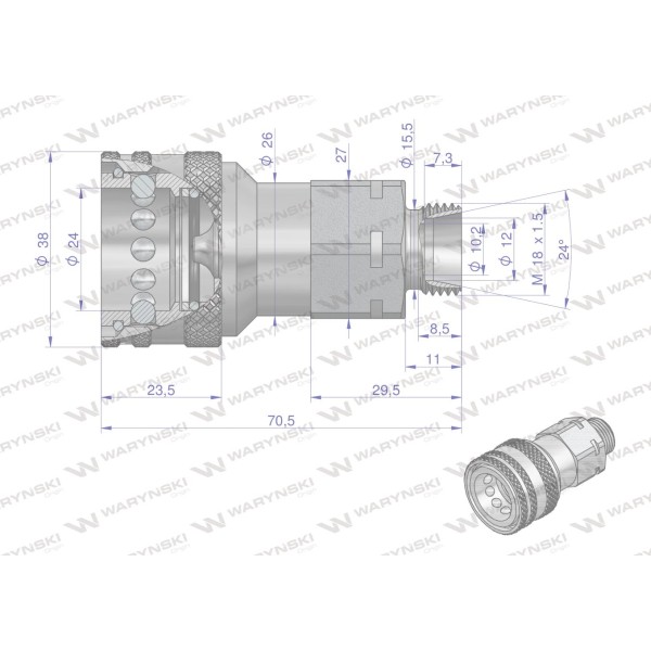 Szybkozłącze hydrauliczne gniazdo WIAM18MZ-10 | Exvi