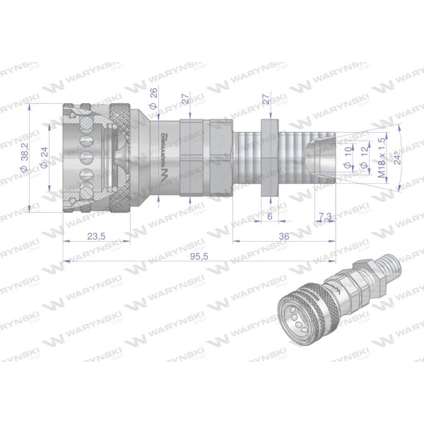 Szybkozłącze hydrauliczne gniazdo long WIAM18MZL-10 | Exvi