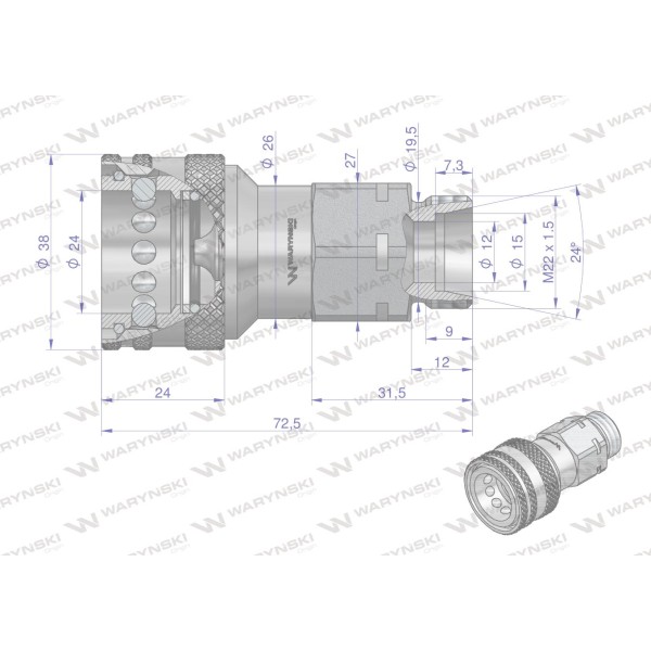 Szybkozłącze hydrauliczne gniazdo WIAM22MZ-10 | Exvi