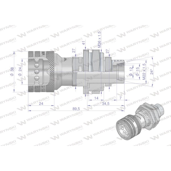 Szybkozłącze hydrauliczne gniazdo WIAM22MZL-ST-10 | Exvi