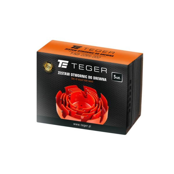 Zestaw otwornic do drewna 5szt. / TEGER NB-OZES-002 | Exvi